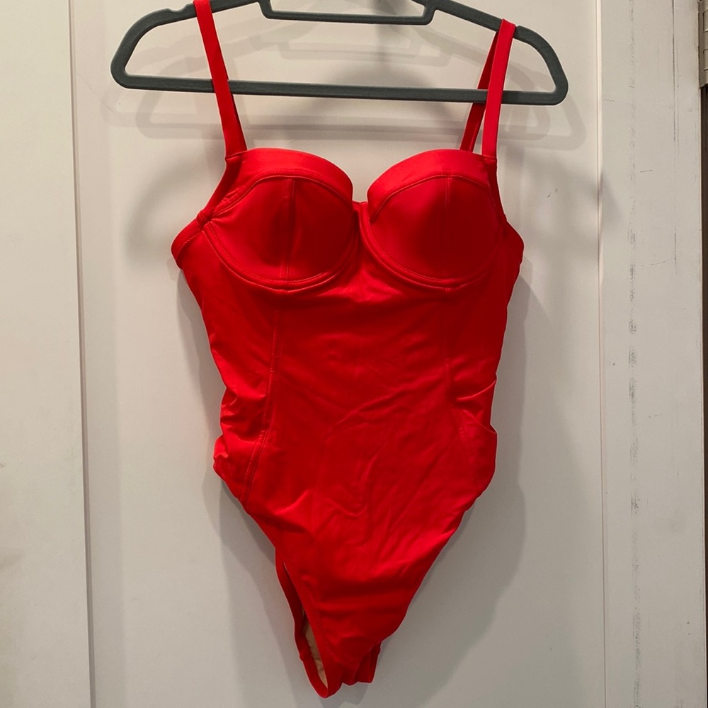 Brand New with tags J.crew one piece swimsuit.  Red Size 8